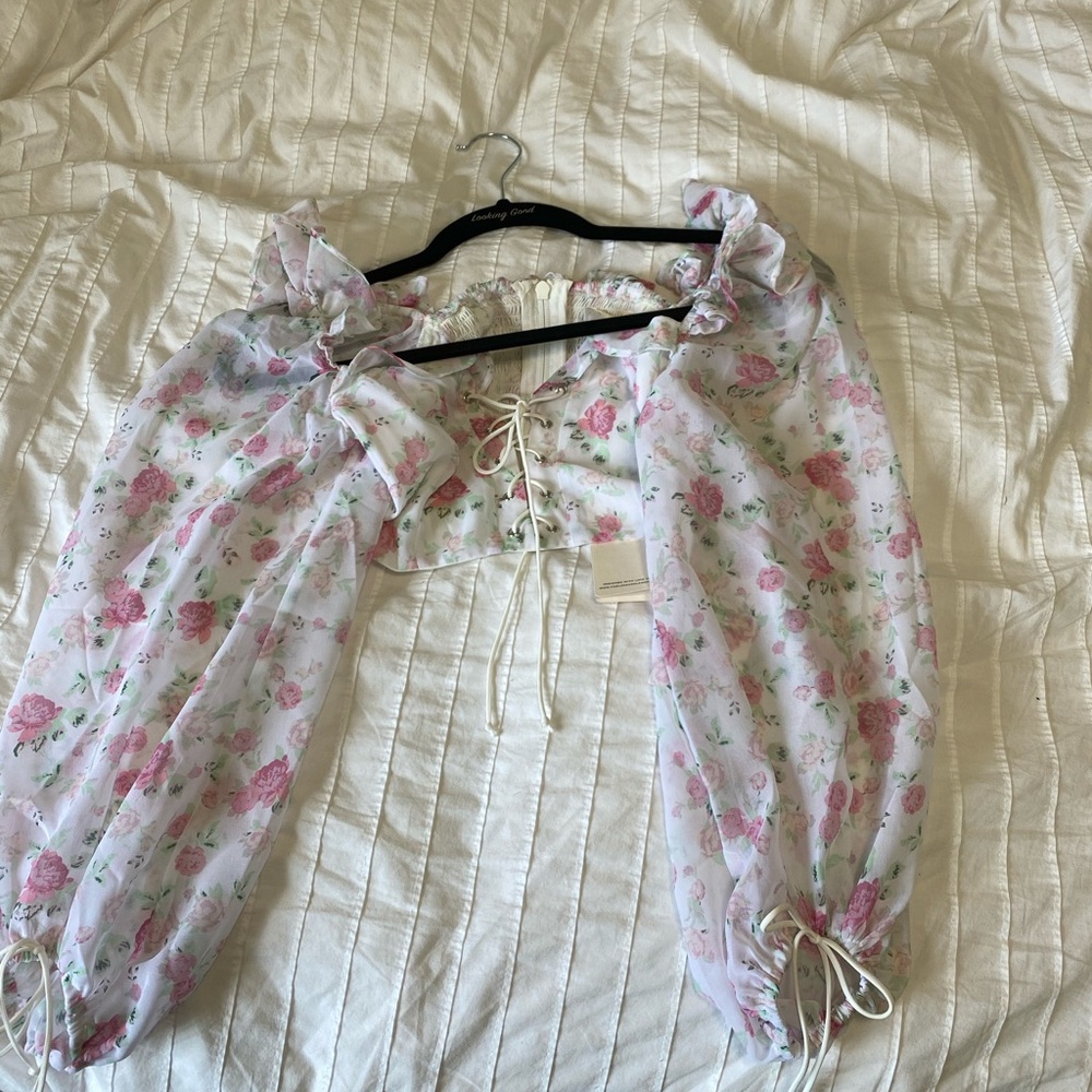 For Love & Lemons Lace Up Crop Top